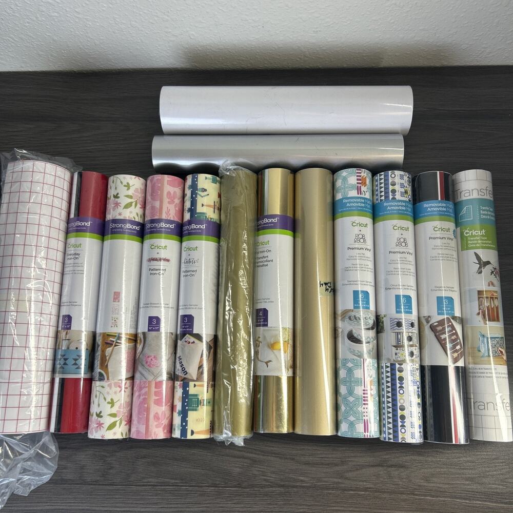 Large Cricut Vinyl Iron-On Transfer Tape Craft Lot Premium HTV Rolls Samplers